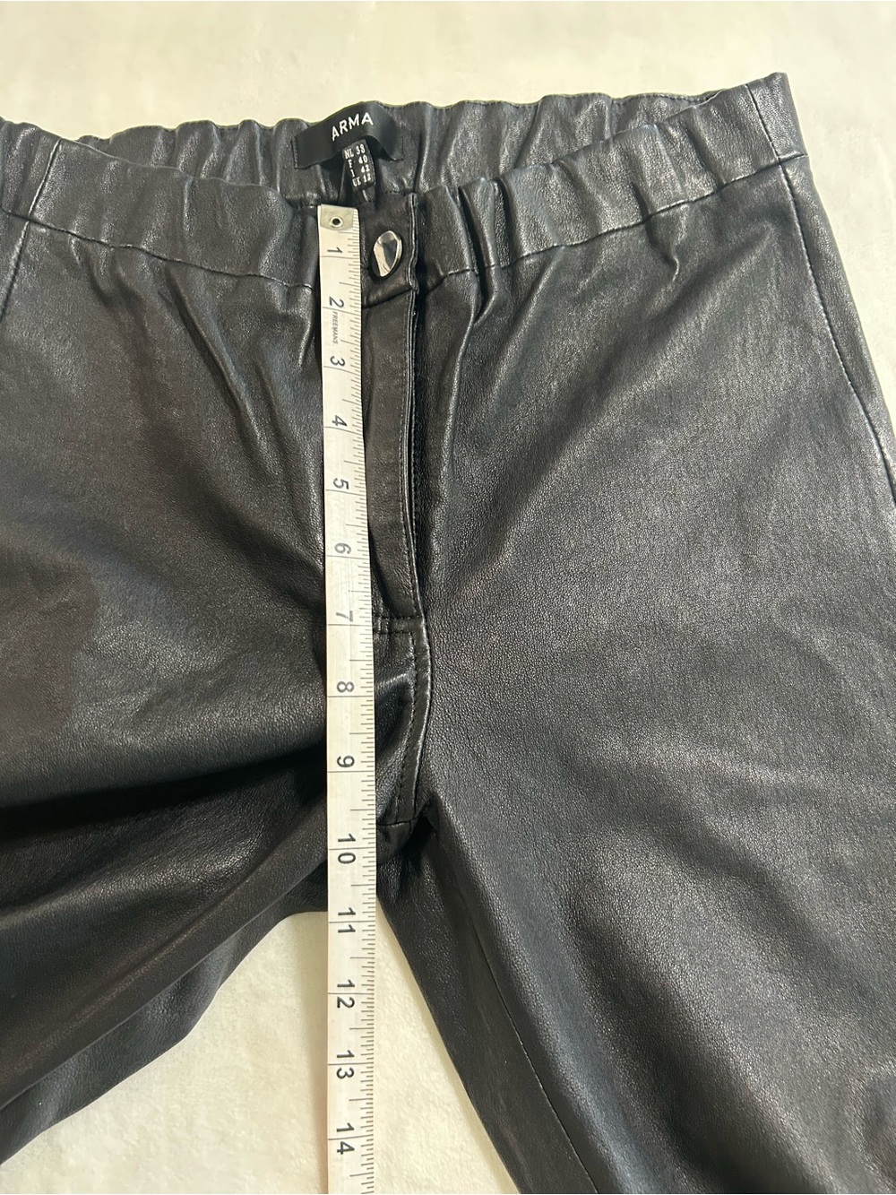 ARMA Black Leather Flare Pants US 6–8 Y2K Moto Rocker Bell Bottom - Picture 8 of 11
